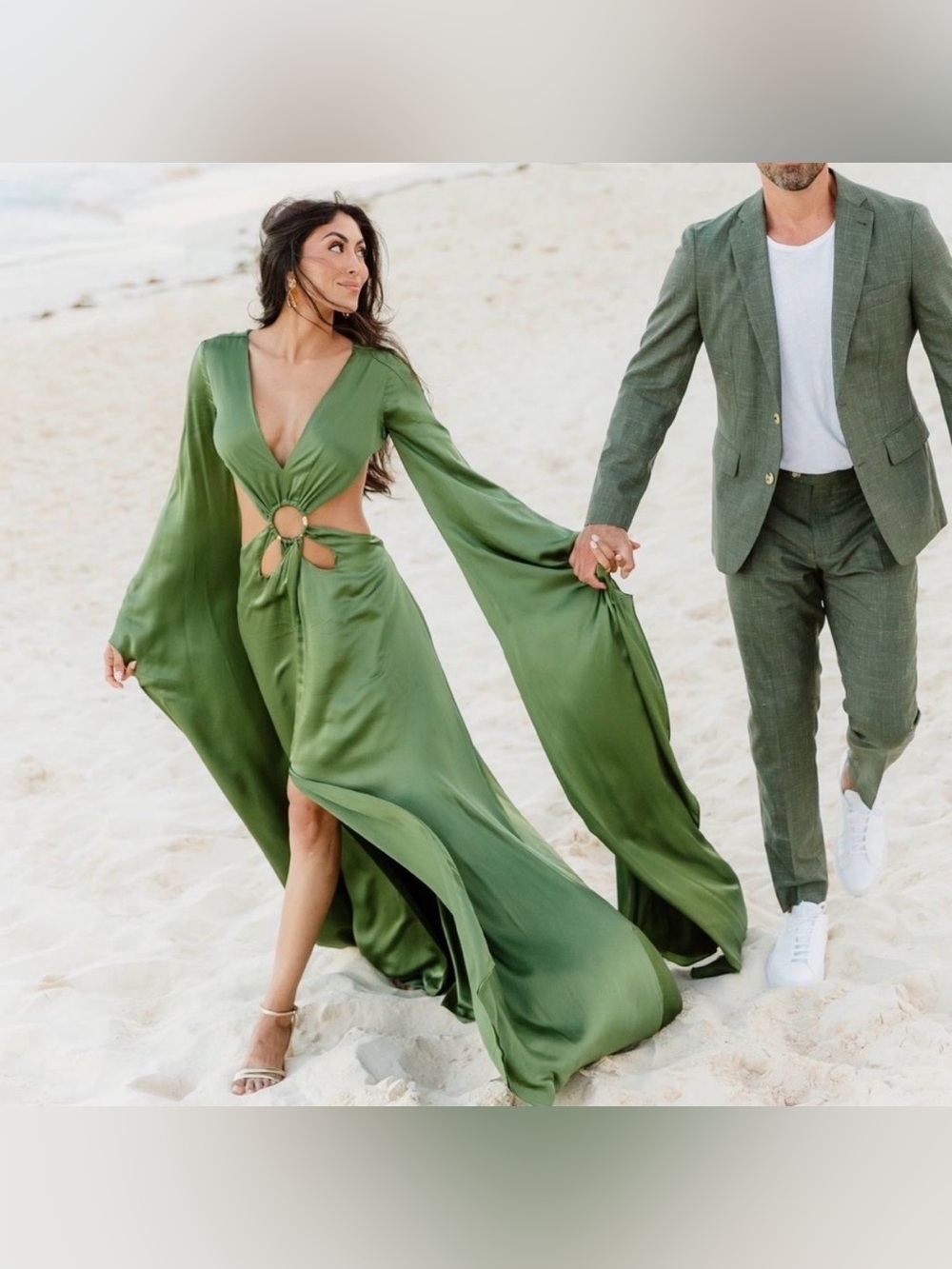 Cult Gaia Jasmin Silk Cutout Gown Green Size Small - Picture 11 of 12